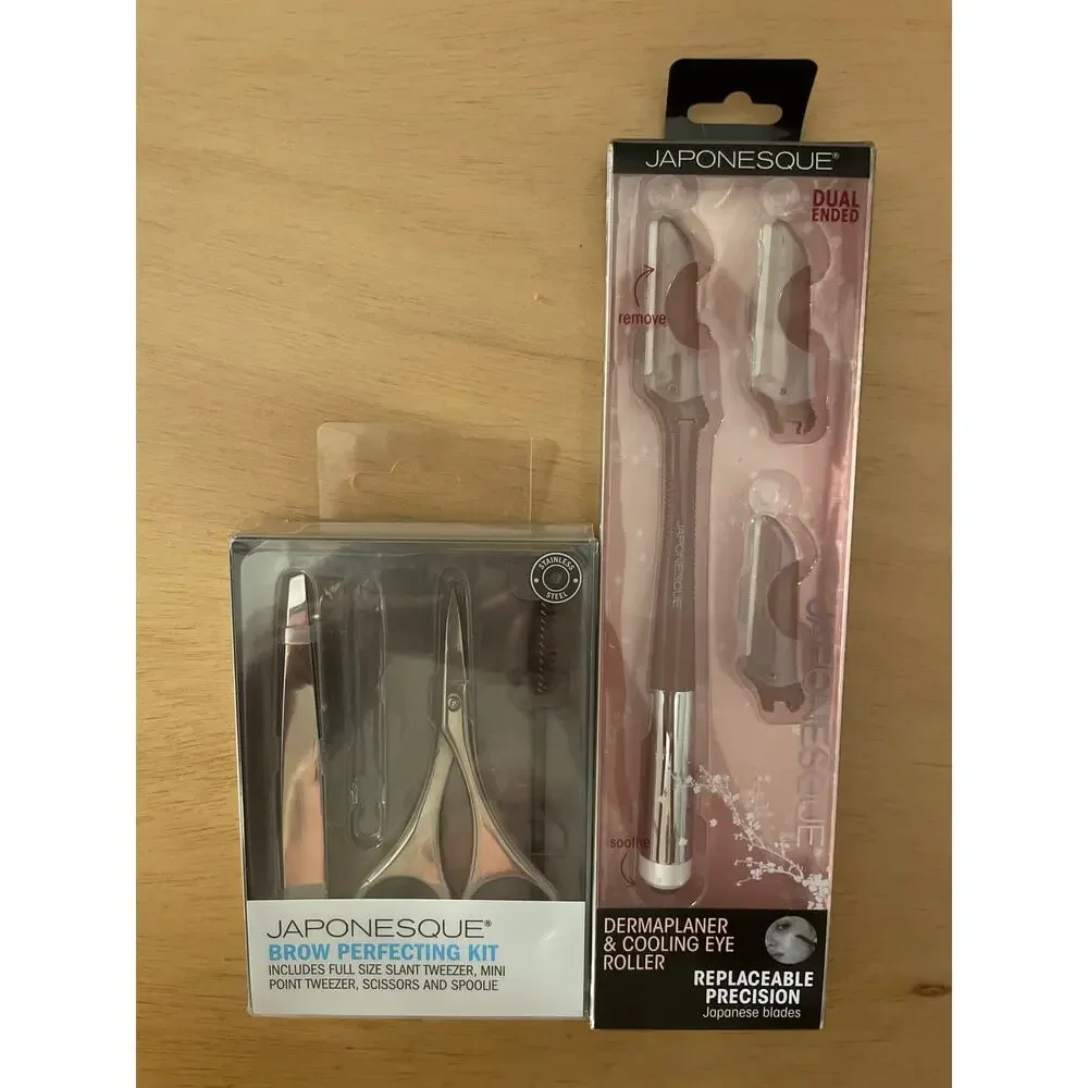 New Bundle 2 Japonesque Brow Perfecting Kit & Dermaplaner & Cooling Eye Roller